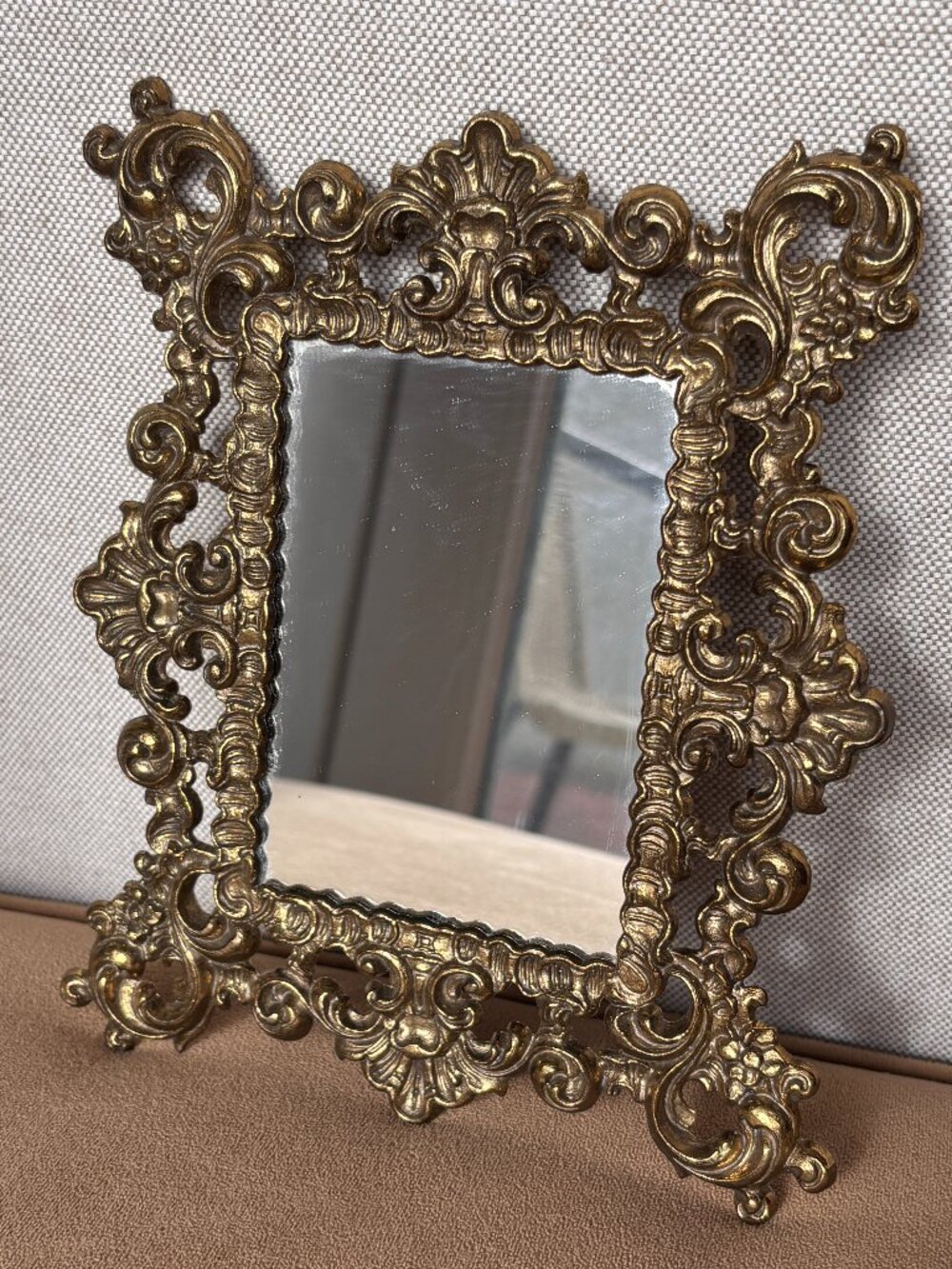 Vintage Brass Ornate Mirror Made in Italy